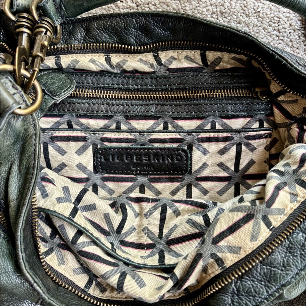 Liebeskind Berlin Dark Green Charcoal Gray Leather Shoulder Crossbody Bag - Picture 7 of 11